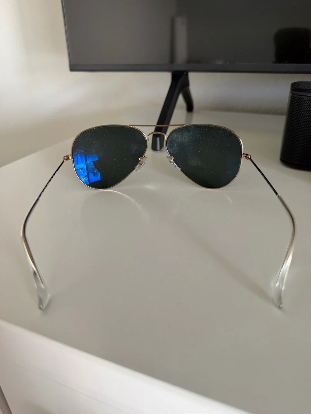 RAY-BAN Aviator Classic green polarized with gold frame